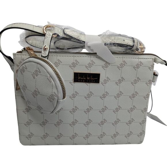 Nicole Miller Cream Crossbody Shoulder Bag With Coin Purse - Picture 13 of 13